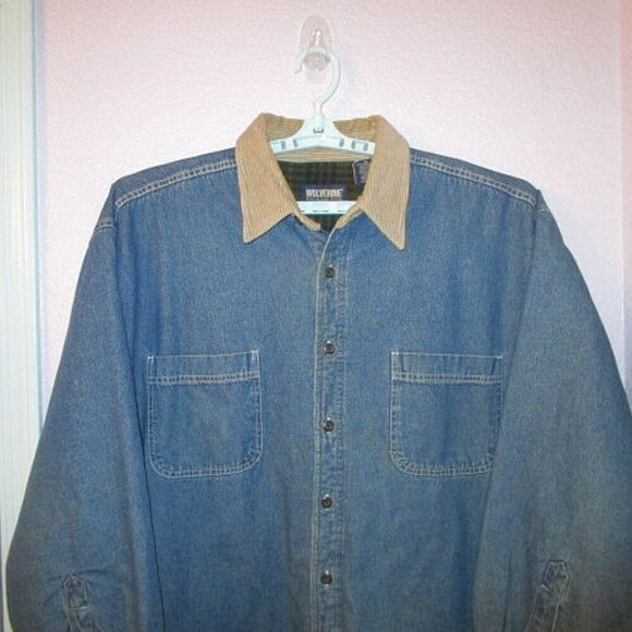 Vtg Wolverine Chore Jacket Mens Size XL Blanket Lined Denim Corduroy Collar Barn - Picture 2 of 12